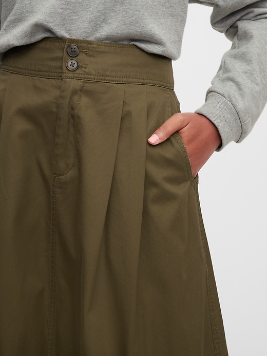 Image number 5 showing, High Rise Khaki Midi Skirt