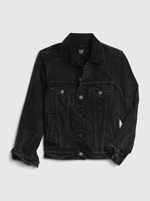 1 of 8 showing, with the color washed black of product Kids Denim Icon Jacket with Washwell™