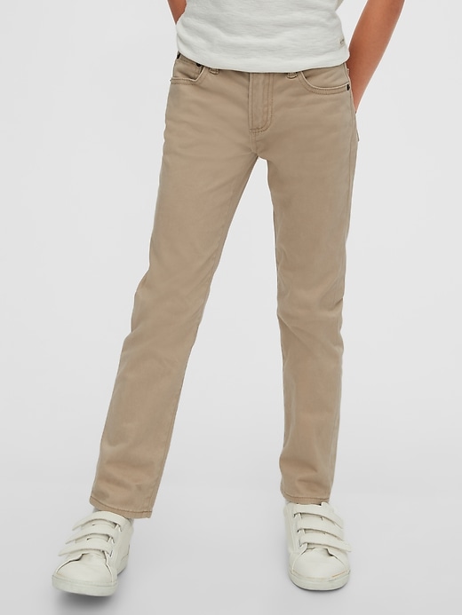 2 of 8 showing, with the color iconic khaki of product Kids Soft Wear Slim Jeans with Washwell™