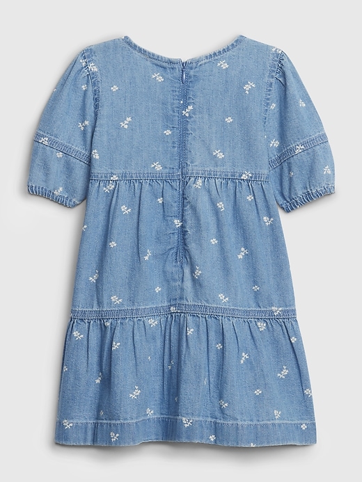 2 of 8 showing, with the color floral print of product Toddler Denim Tiered Dress