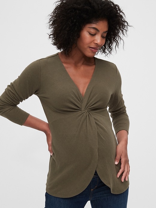 Image number 5 showing, Maternity Twist-Front Layer Top