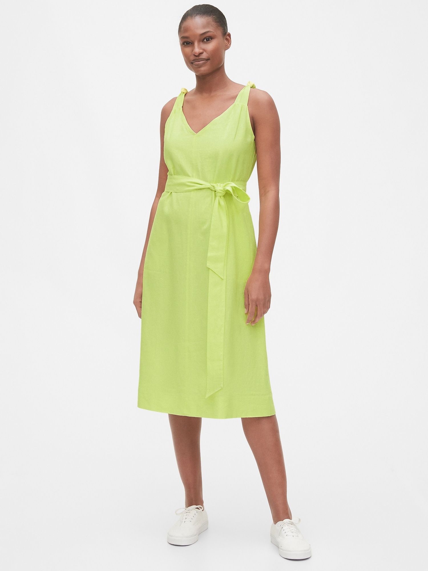 green cami midi dress