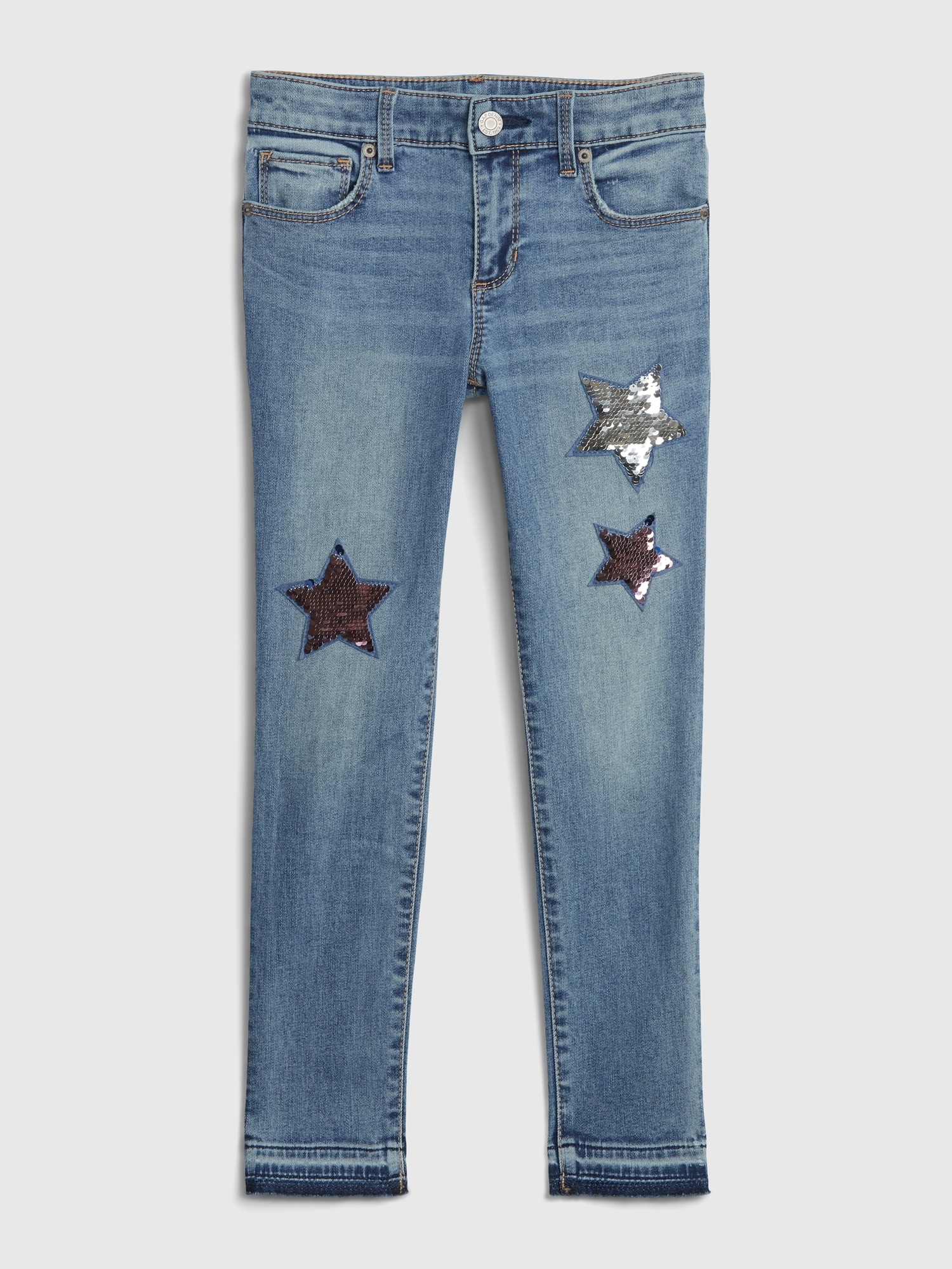 sequin front jeans