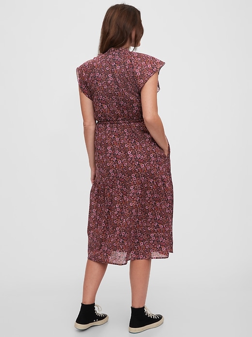 2 of 8 showing, with the color burgundy print of product Flutter Midi Dress