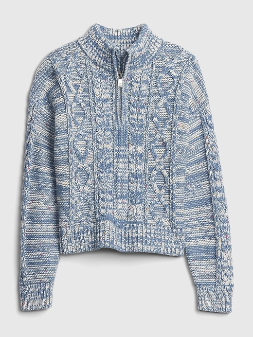 1 of 8 showing, with the color light blue marl of product Kids Cable Knit Sweater