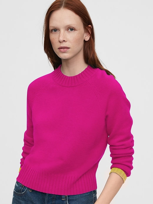 1 of 8 showing, with the color super pink of product Cashmere Crewneck Sweater