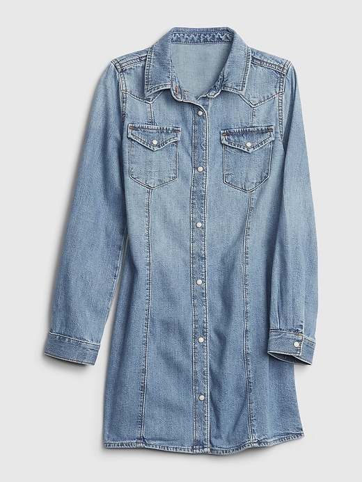 1 of 8 showing, with the color medium wash of product Kids Denim Dress
