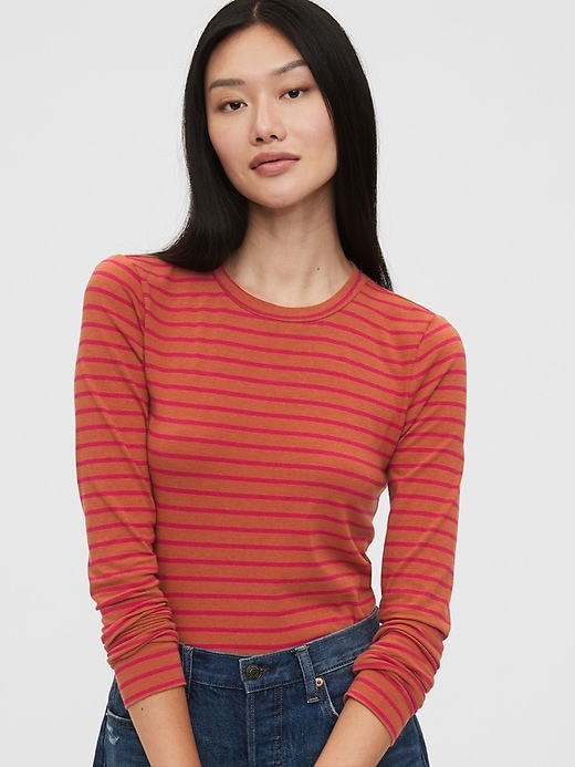 1 of 8 showing, with the color red stripe of product Striped Feather T-Shirt