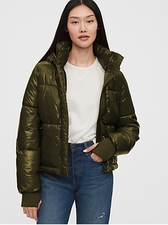 gap green puffer jacket