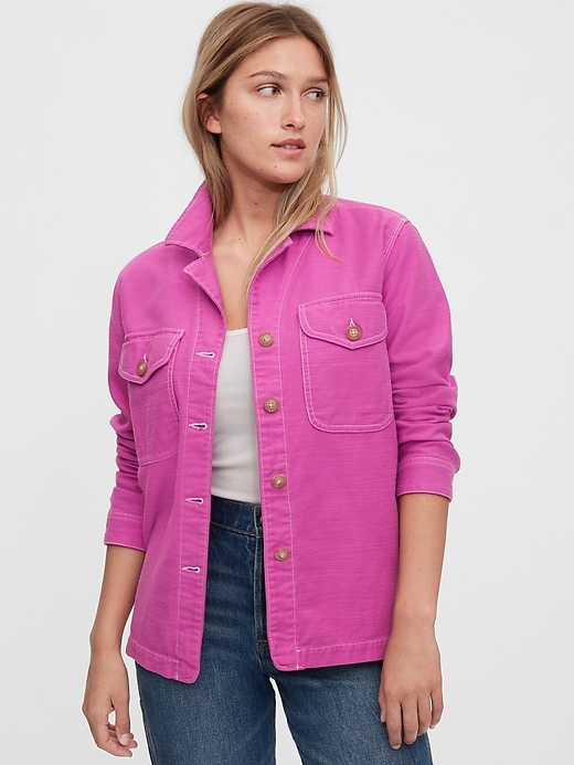 1 of 8 showing, with the color pink standard of product Shirt Jacket