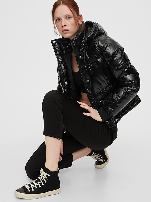 Image number 1 showing, Upcycled Cropped Midweight Puffer Jacket