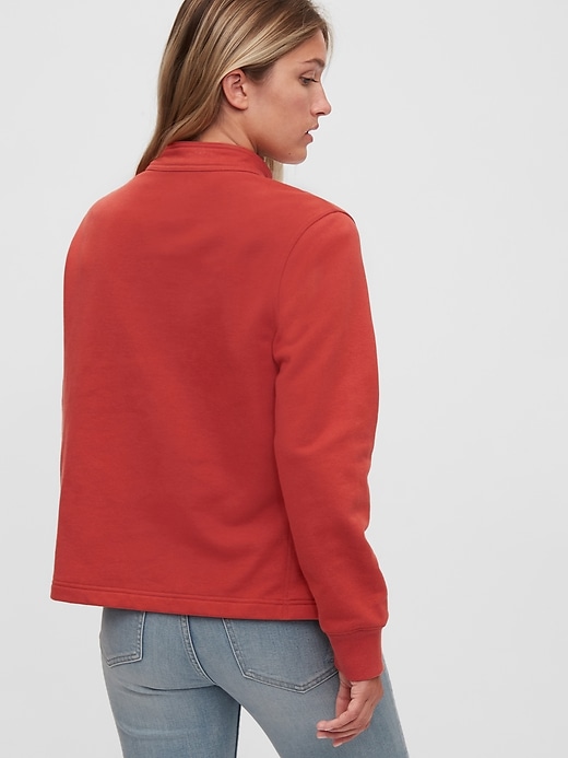 2 of 8 showing, with the color red hot sauce of product Workforce Collection Vintage Soft Button-Front Turtleneck Sweatshirt