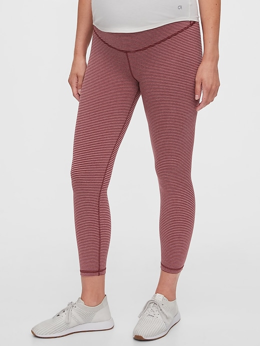 1 of 8 showing, with the color pink stripe of product Maternity GapFit Full Panel Propel 7/8 Leggings in Eclipse
