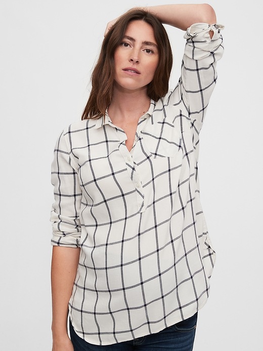 View large product image 1 of 1. Maternity Plaid Shirt