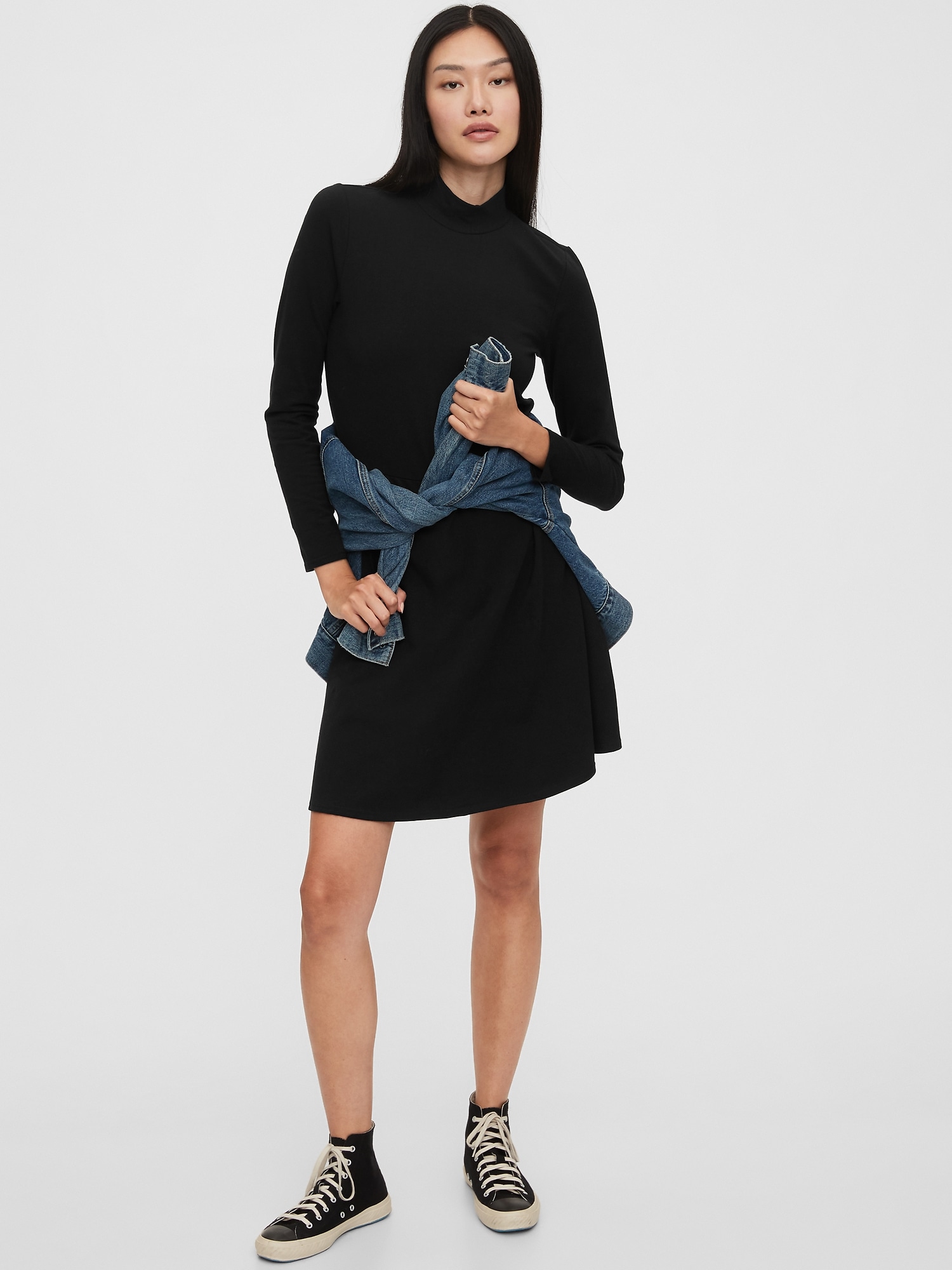 Turtleneck fit hotsell and flare dress