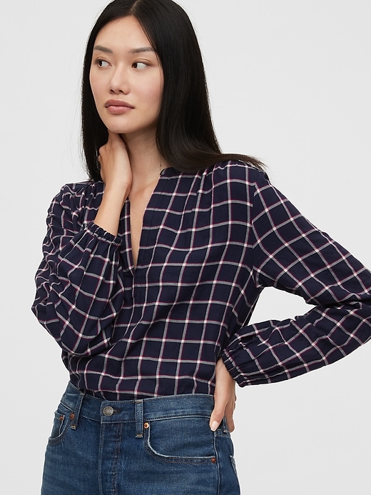 View large product image 1 of 1. Popover Plaid Shirt
