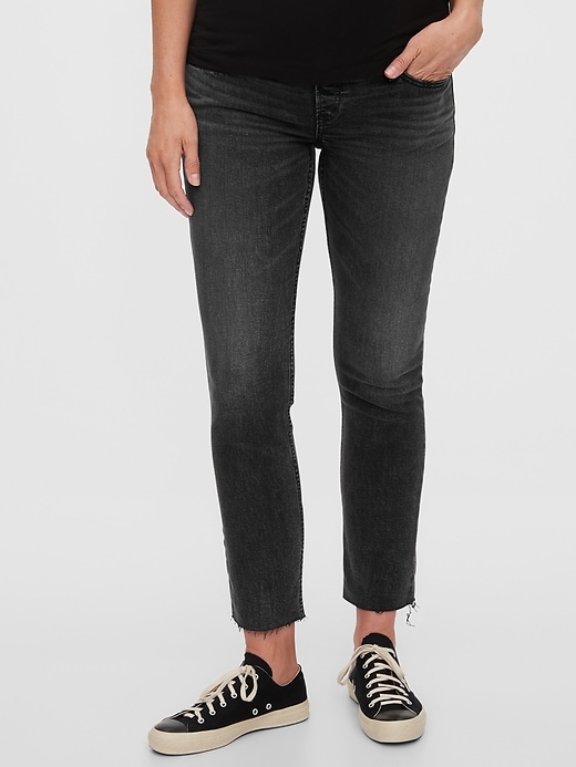 1 of 8 showing, with the color washed black of product Maternity Full Panel Cigarette Jeans With Washwell™