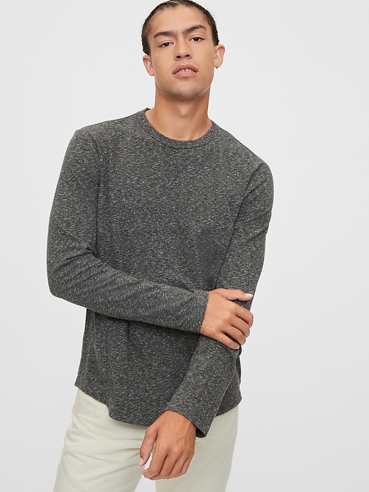 1 of 8 showing, with the color charcoal gray heather of product Curved Hem T-Shirt