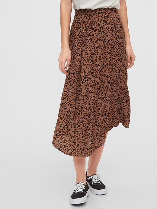 View large product image 1 of 1. Dipped Hem Midi Skirt