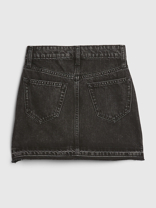 2 of 8 showing, with the color black wash of product Kids High Rise Denim Skirt