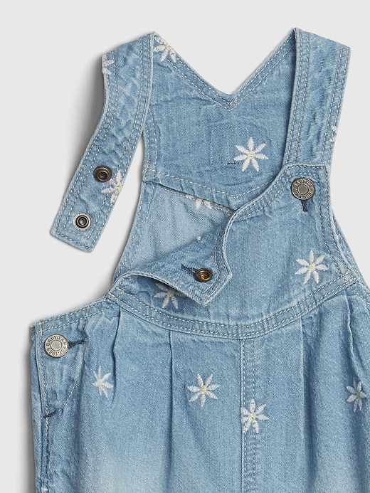 Image number 3 showing, Baby Embroidered Denim Overalls