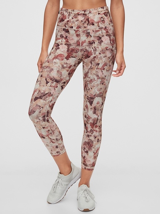 1 of 8 showing, with the color burgundy purple floral of product GapFit High Rise 7/8 Leggings in Eclipse