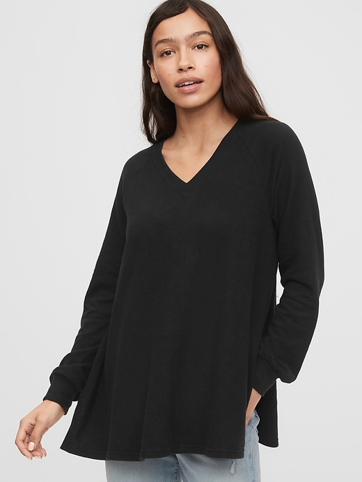 1 of 8 showing, with the color true black of product Maternity Nursing V-Neck T-Shirt