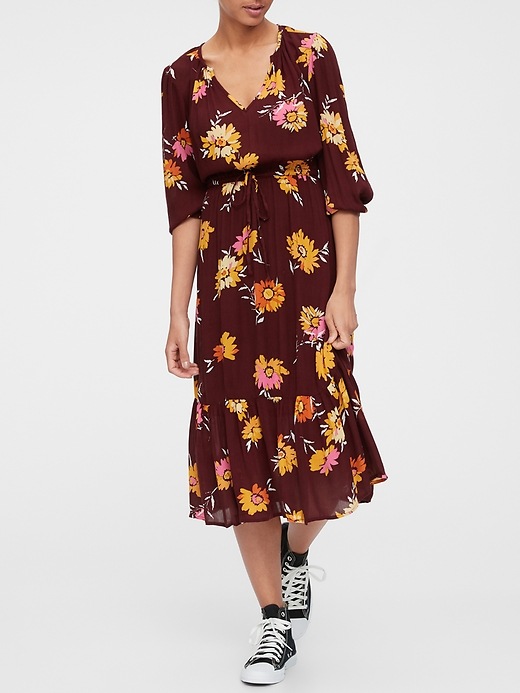 Gap Three-Quarter Sleeve Midi Dress