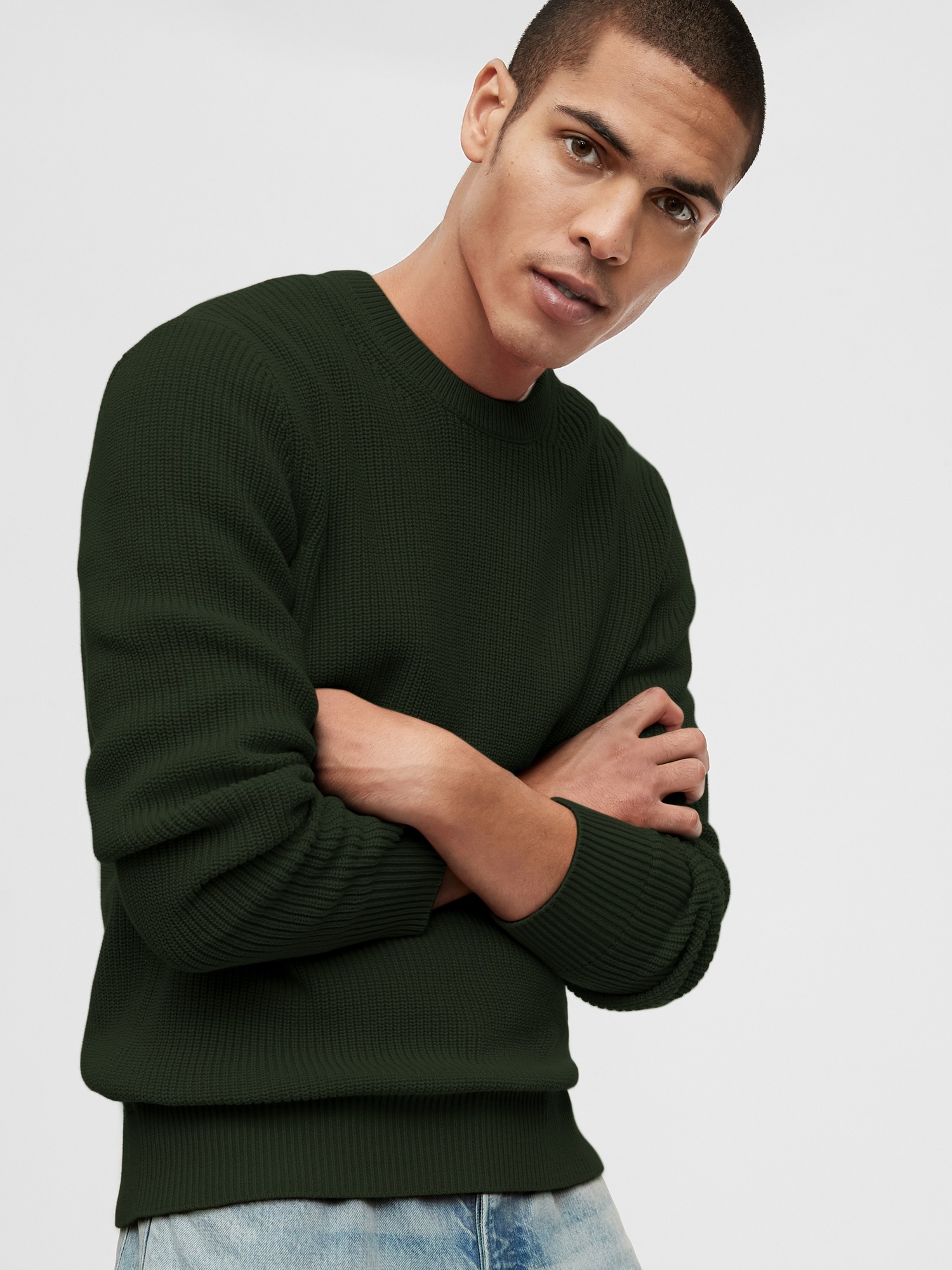 gap waffle stitch crewneck sweater
