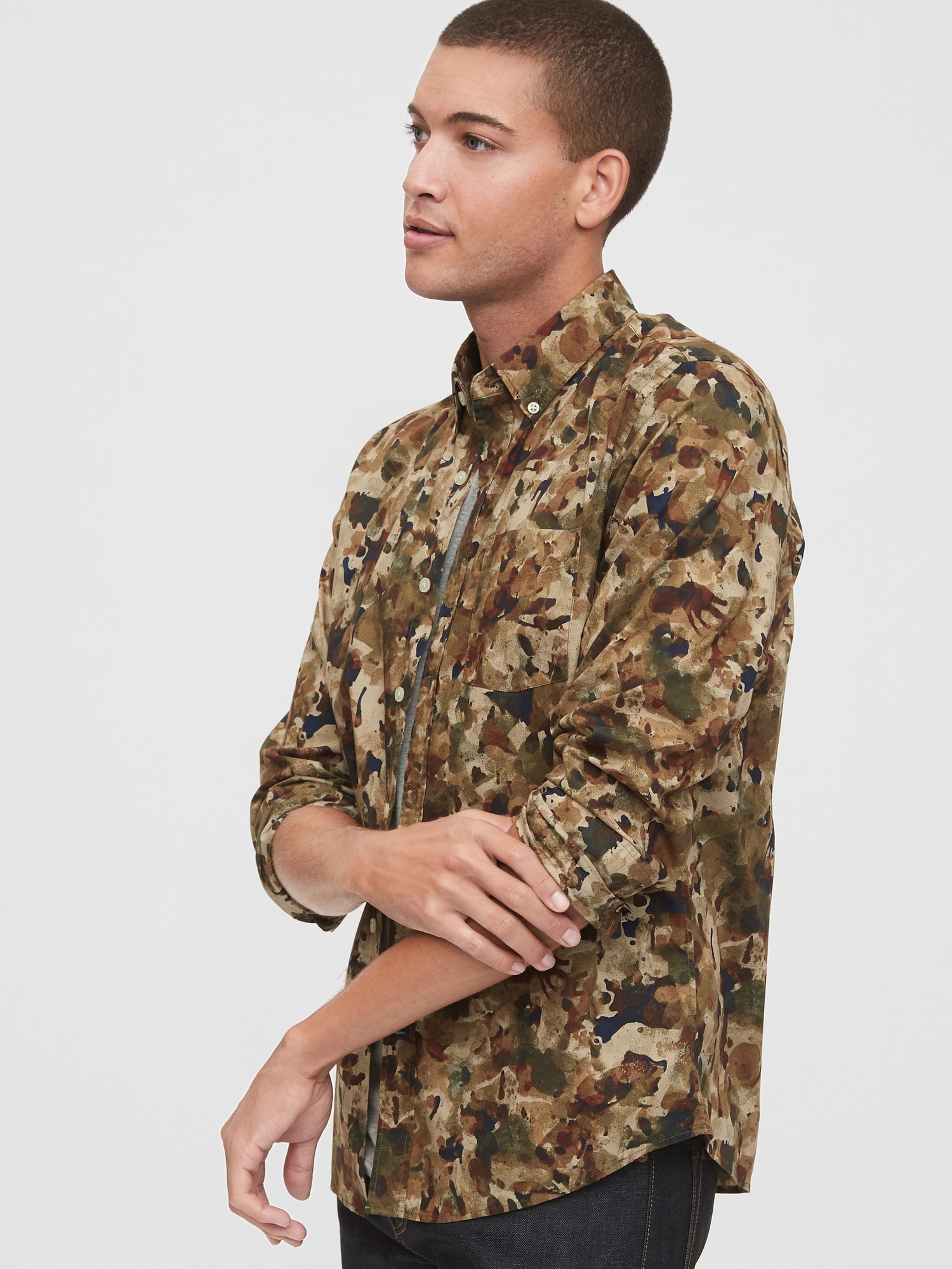Gap Lived-In Stretch Poplin Shirt in Untucked Fit