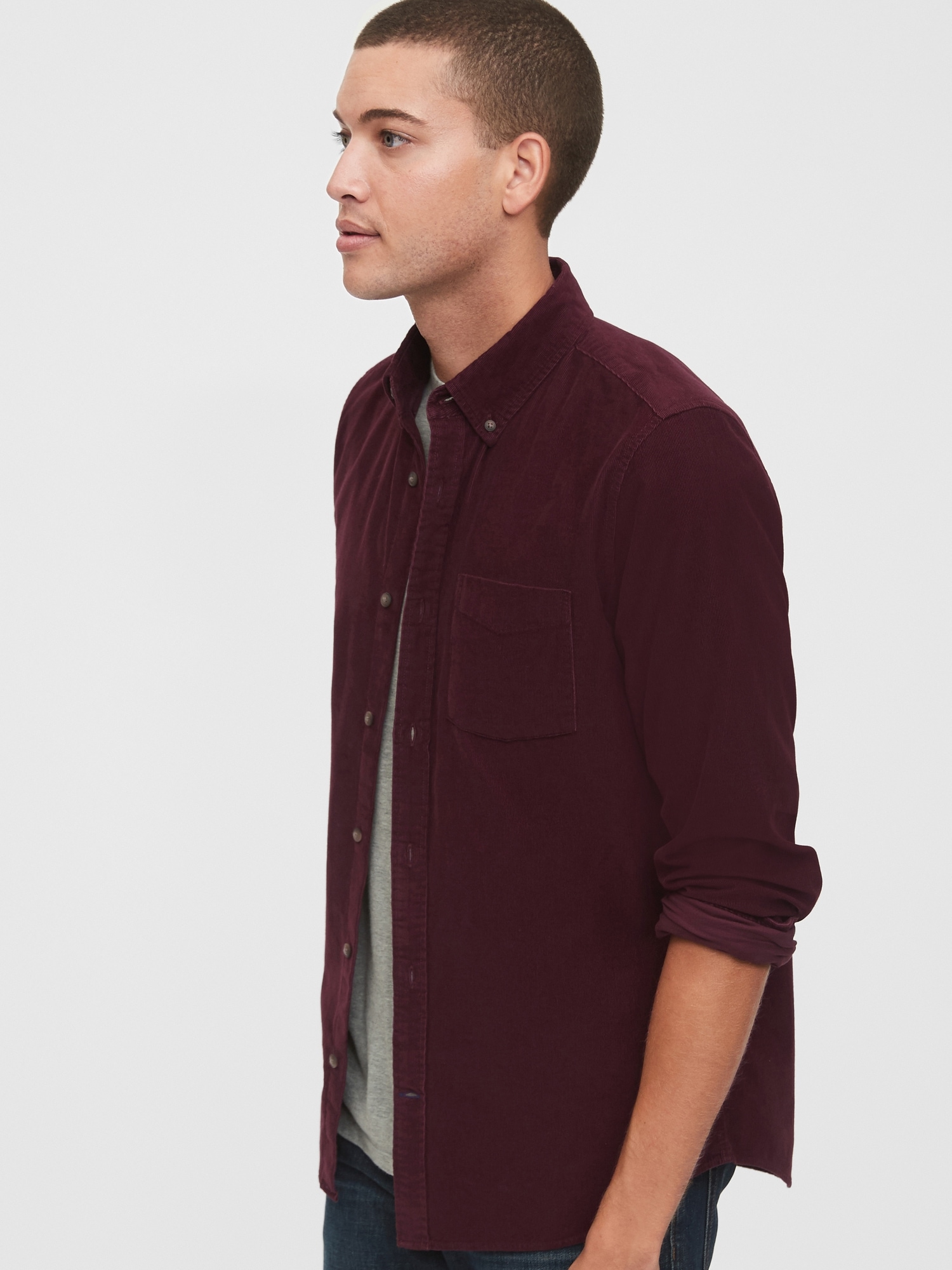 mens slim fit corduroy shirt