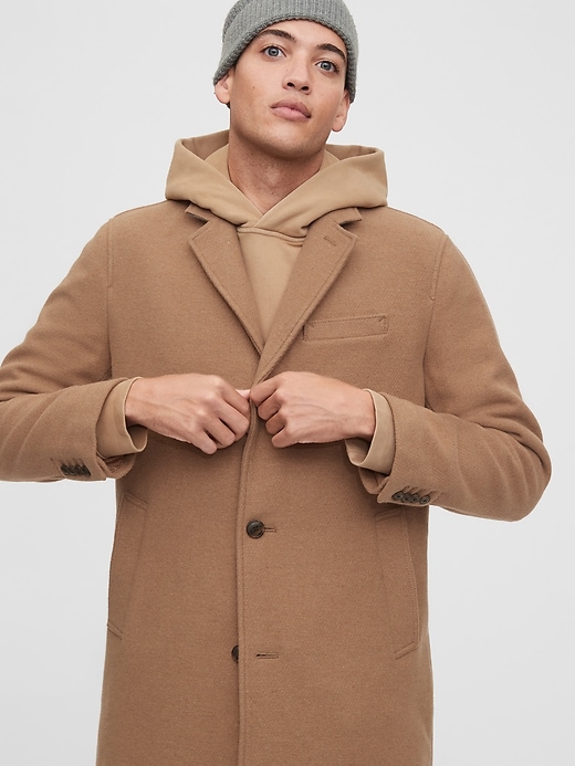 1 of 8 showing, with the color classic camel brown of product Wool Topcoat