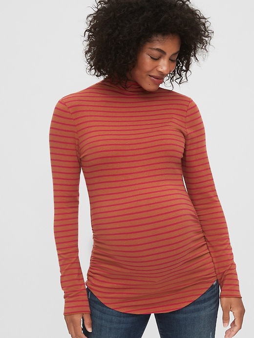 View large product image 1 of 1. Maternity Funnel-Neck Feather T-Shirt