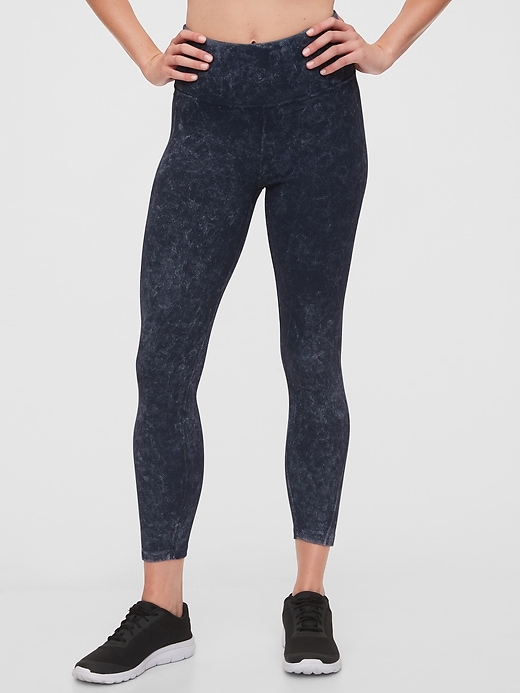 1 of 8 showing, with the color deep blue wash of product GapFit High Rise Blackout Ribbed 7/8 Leggings