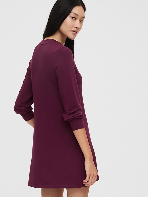 2 of 8 showing, with the color secret plum purple of product Long Sleeve Crewneck Swing Dress