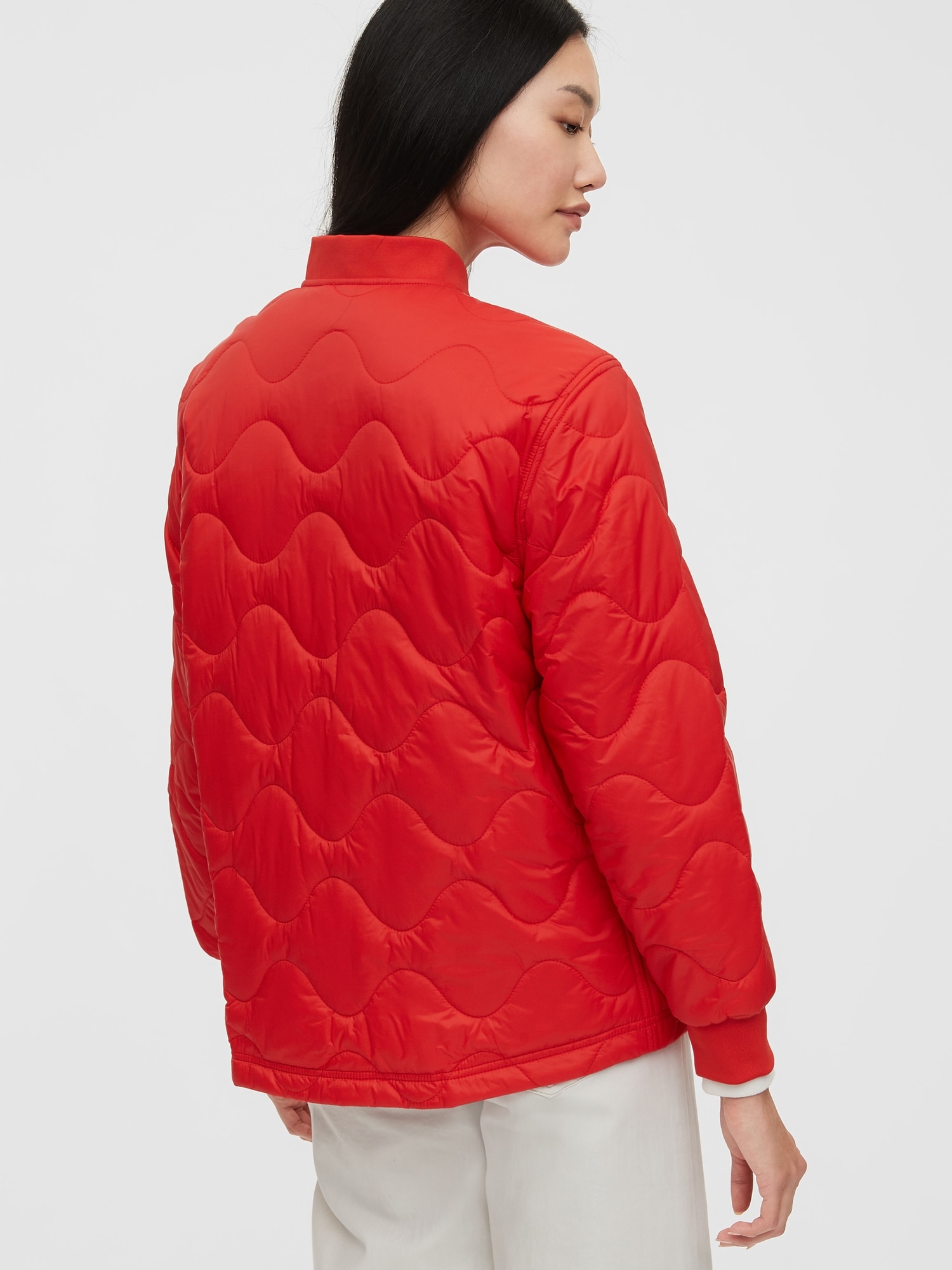 gap red puffer jacket