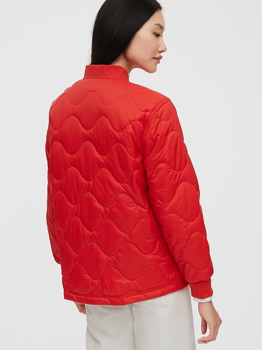 2 of 8 showing, with the color vermillion red of product Upcycled Quilted Puffer Jacket