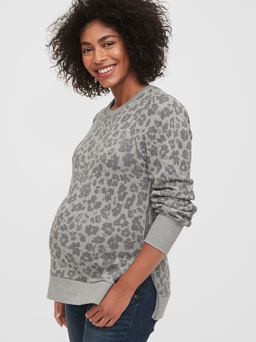 Image number 5 showing, Maternity Nursing Side-Zip Puff Sleeve Sweatshirt