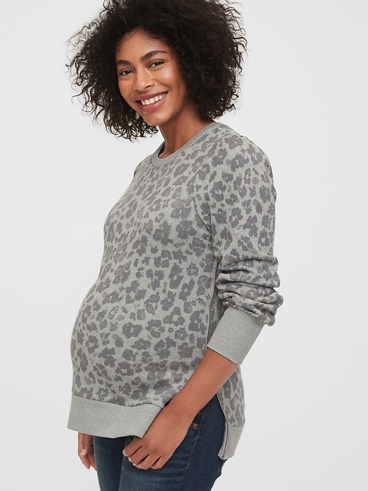 View large product image 1 of 1. Maternity Nursing Side-Zip Puff Sleeve Sweatshirt