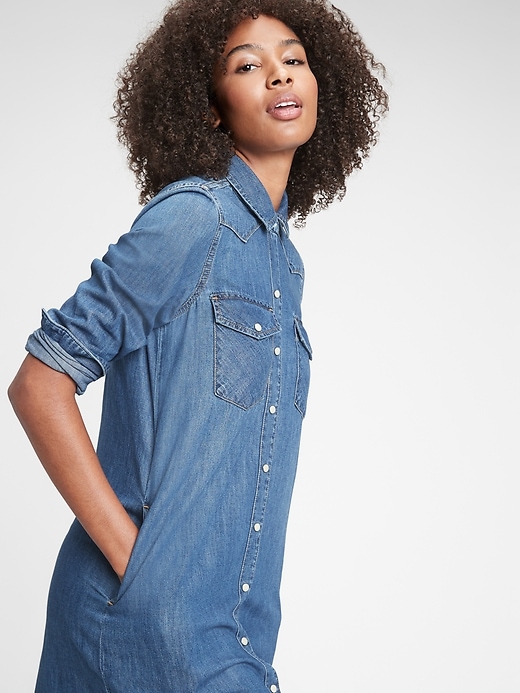 Image number 1 showing, Denim Shirtdress