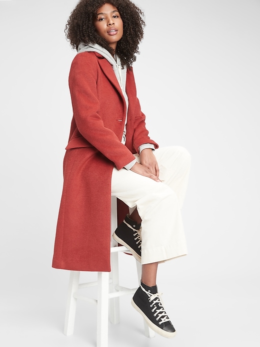 1 of 8 showing, with the color red hawk of product Wool Topcoat