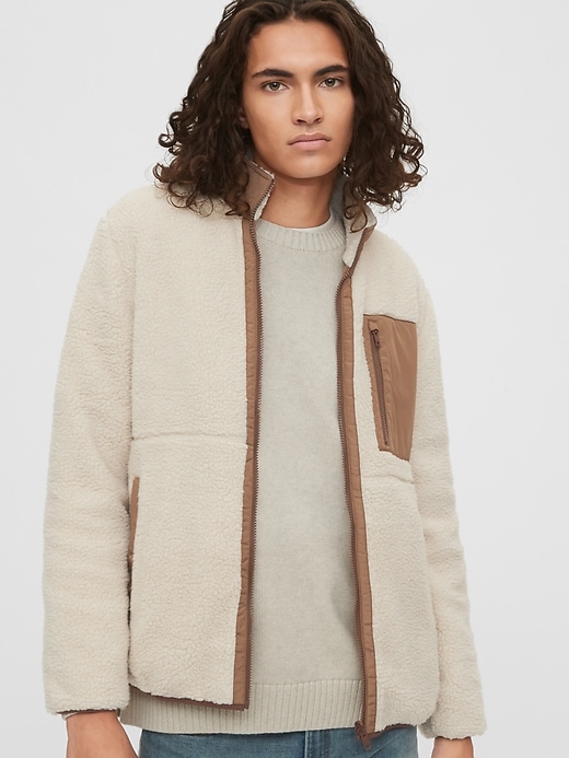 1 of 8 showing, with the color organic white of product Reversible Fleece Jacket