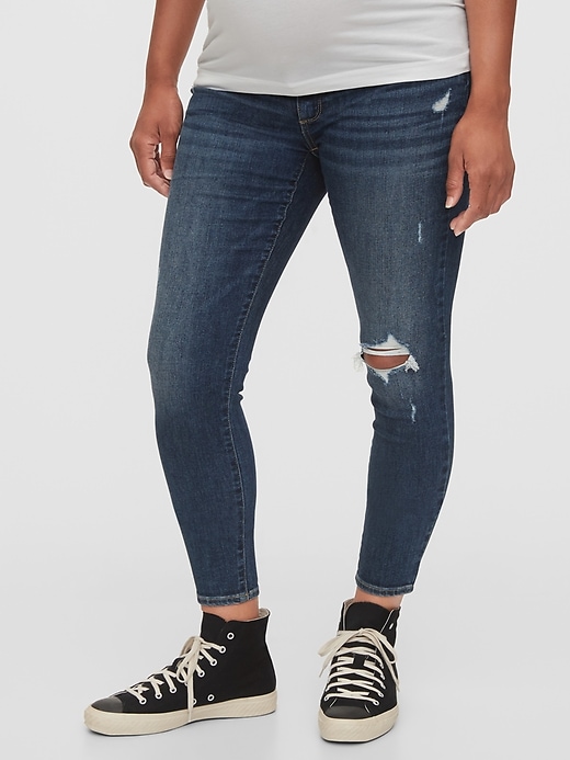 Image number 1 showing, Maternity Inset Panel Destructed Skinny Jeans With Washwell&#153 