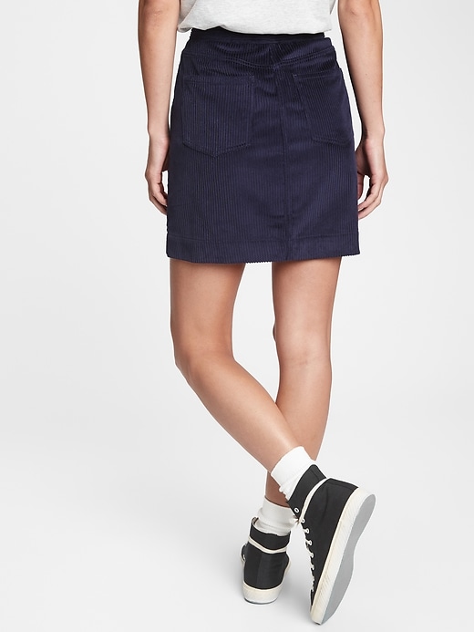 2 of 8 showing, with the color navy blue of product Corduroy Mini Skirt