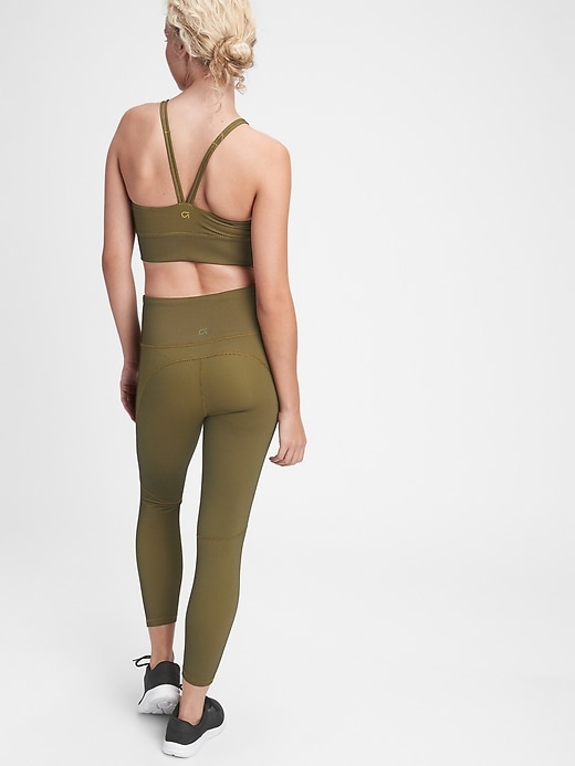 2 of 8 showing, with the color olive green of product GapFit High Rise Eclipse Honeycomb 7/8 Leggings