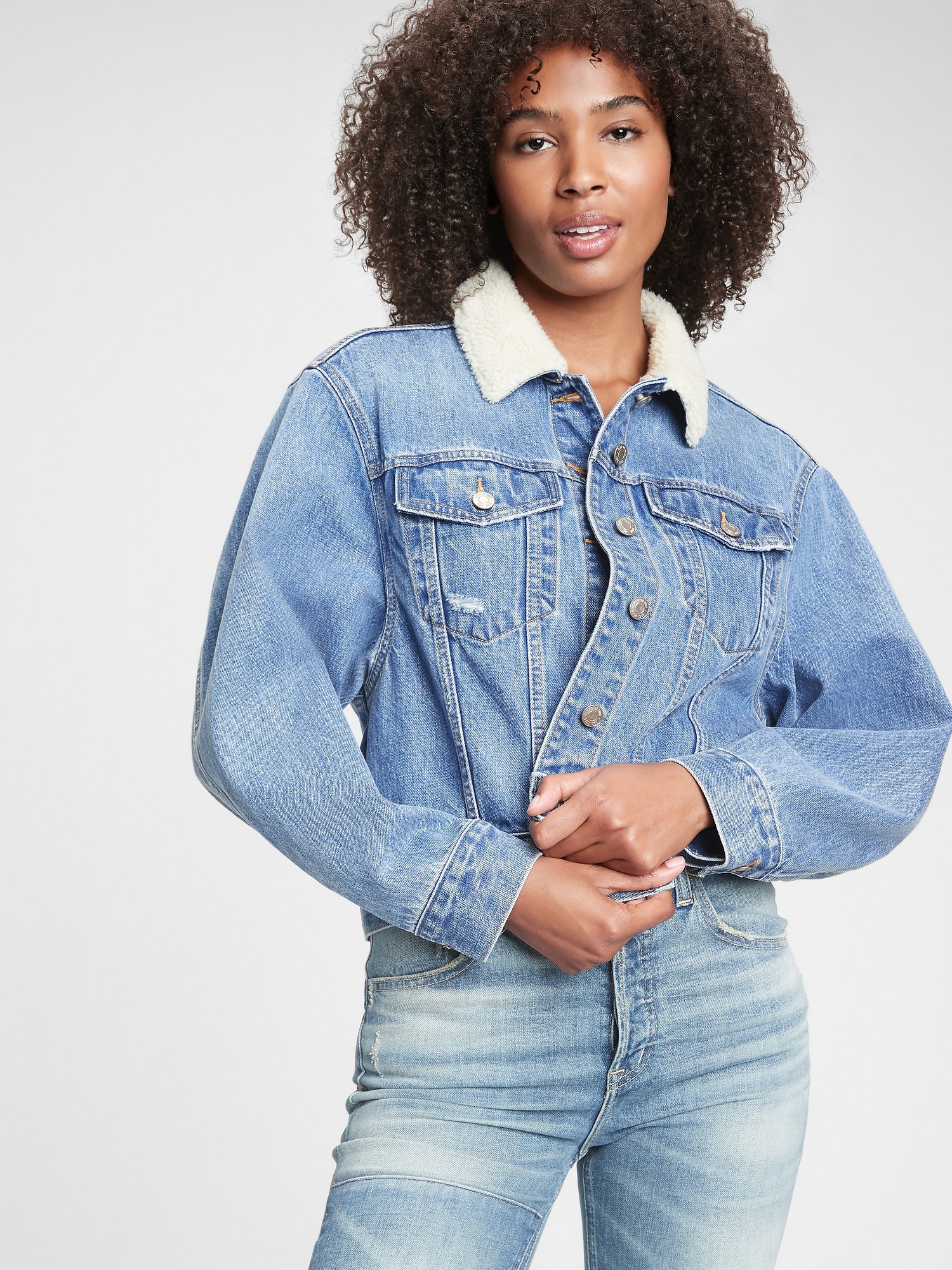 gap denim sherpa jacket