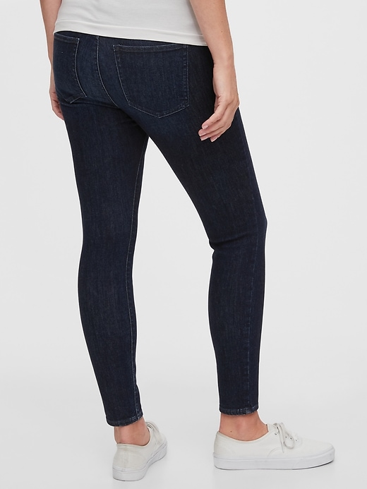 2 of 8 showing, with the color dark indigo of product Maternity Inset Panel Skinny Jeans