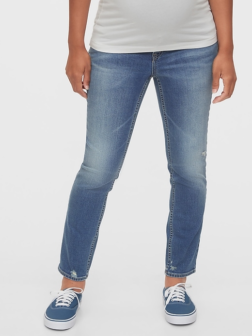 Image number 1 showing, Maternity True Waistband Full Panel Cigarette Jeans With Washwell&#153 