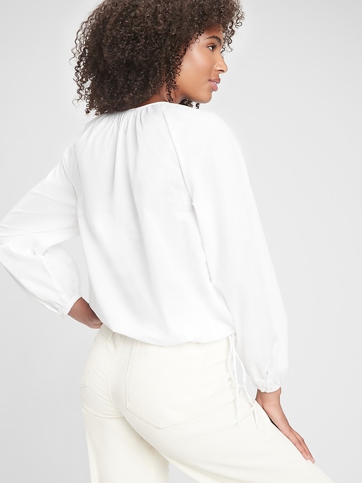 Image number 2 showing, 1969 Premium Cropped Blouson Tie Top