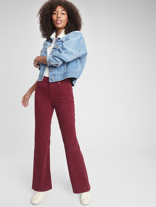 1 of 8 showing, with the color shiraz red of product High Rise Vintage Flare Cords